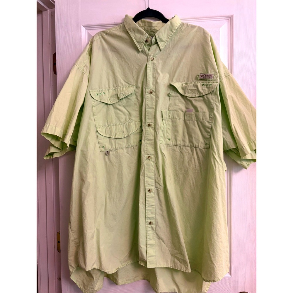 Columbia Fishing Shirt 5XL Green, PFG, Bahama II, Mens, Big, Tall, Short Sleeve